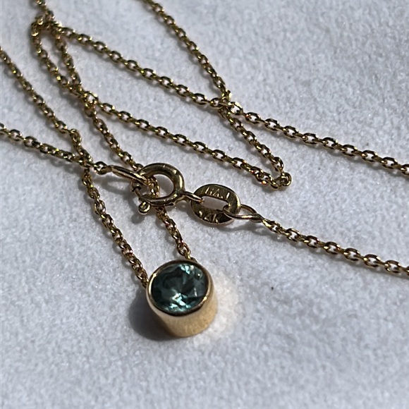 14K Yellow Gold Blue Topaz 18.5” Necklace. - Picture 3 of 14